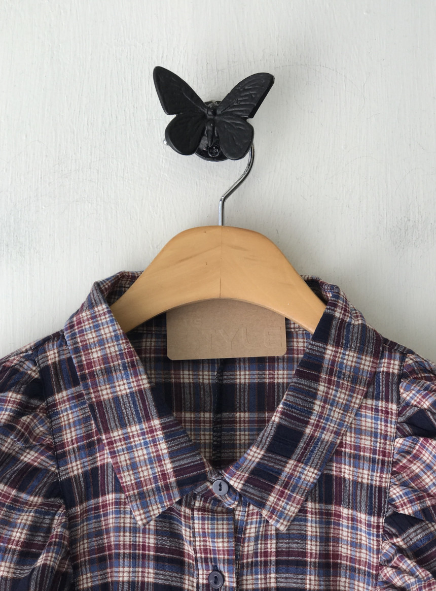 Women Blouses Check frilly blouse Gully look Londo