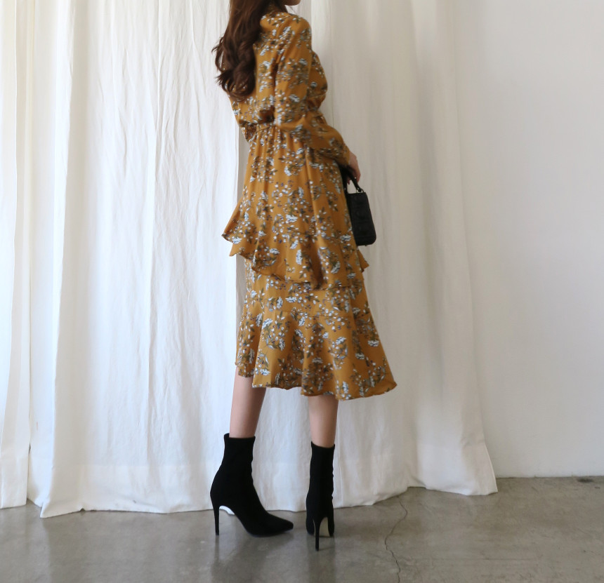 New Women Dress Unpruned Frill Flower One Piece Au