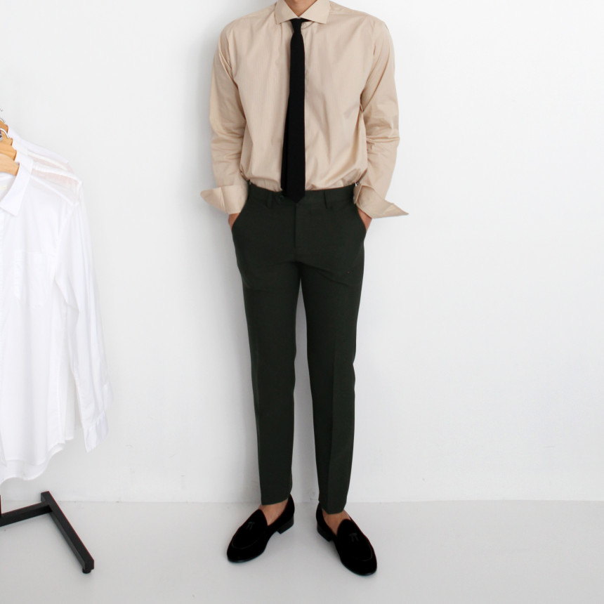New Men's Pants Classic Slim Suit Slacks Khaki 