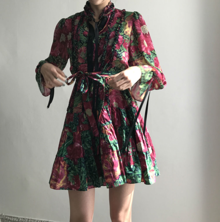 New Women Dress Flower One Piece Modern and Chic F