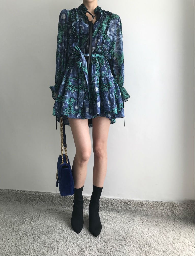 New Women Dress Flower One Piece Modern and Chic F