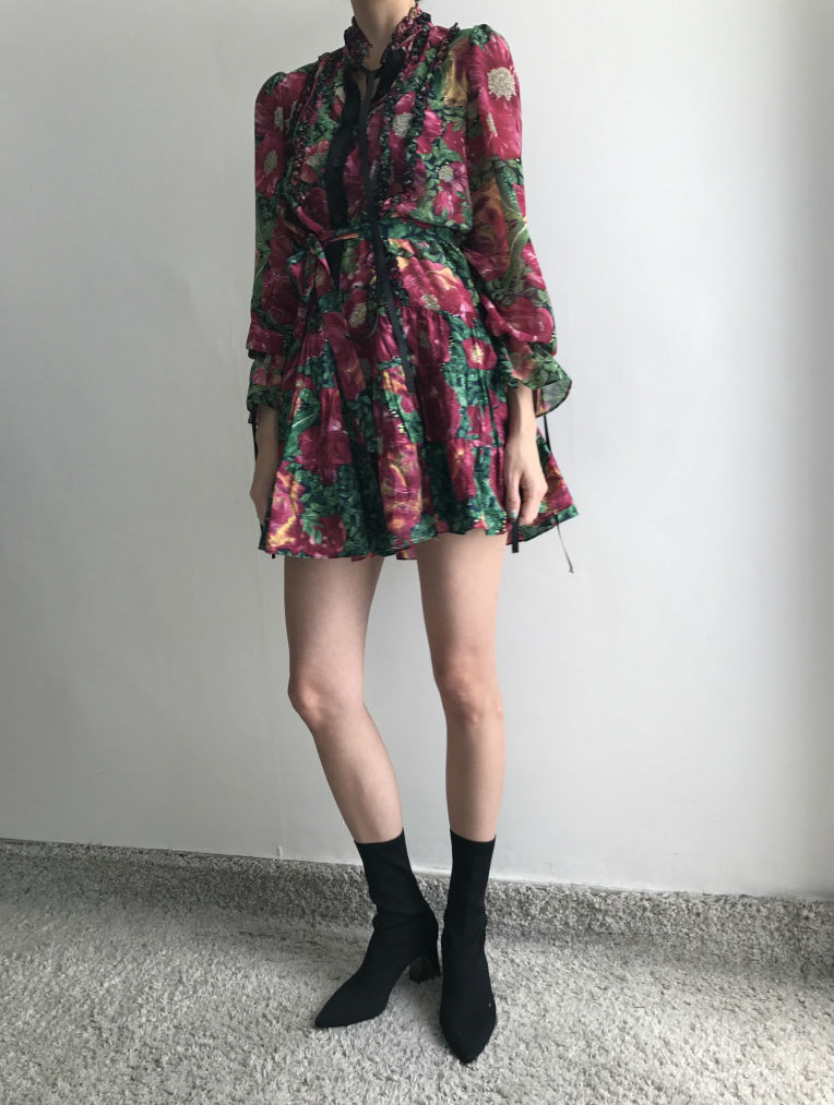 New Women Dress Flower One Piece Modern and Chic F