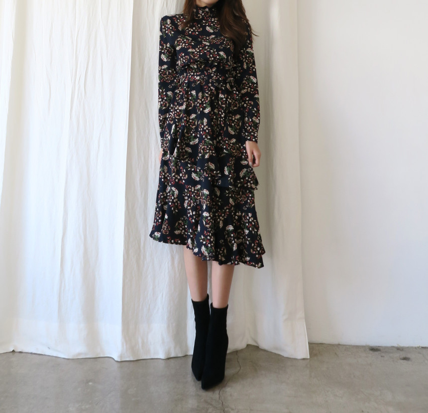 New Women Dress Unpruned Frill Flower One Piece Au