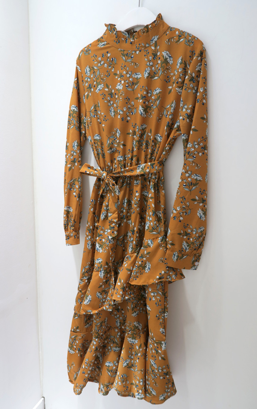 New Women Dress Unpruned Frill Flower One Piece Au