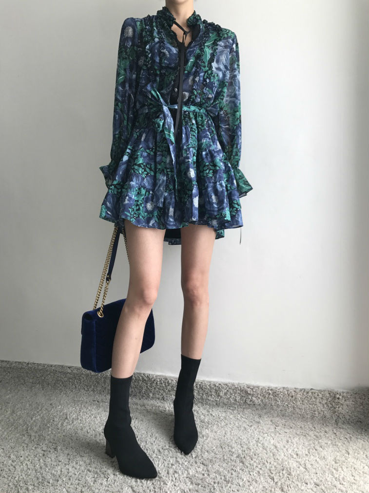 New Women Dress Flower One Piece Modern and Chic F