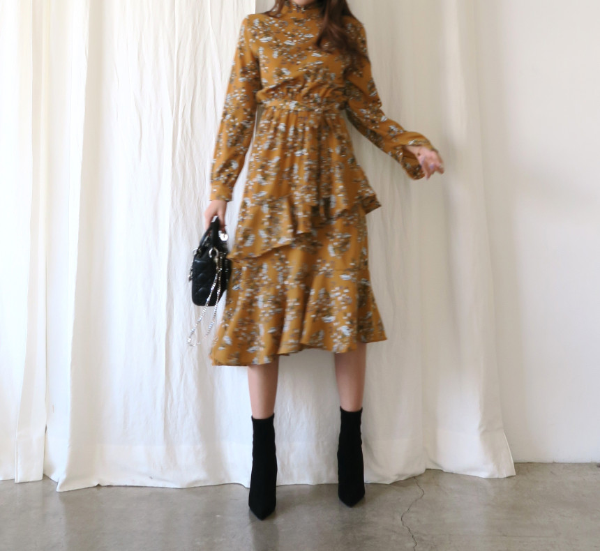 New Women Dress Unpruned Frill Flower One Piece Au