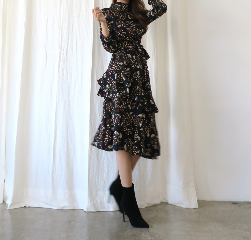 New Women Dress Unpruned Frill Flower One Piece Au