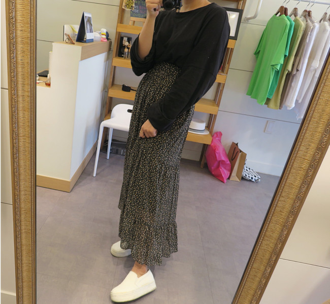 Peony Chiffon Cherry Blossom Long skirt Flower pat