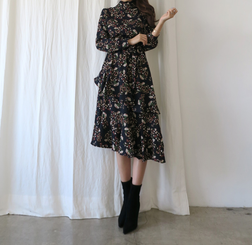 New Women Dress Unpruned Frill Flower One Piece Au