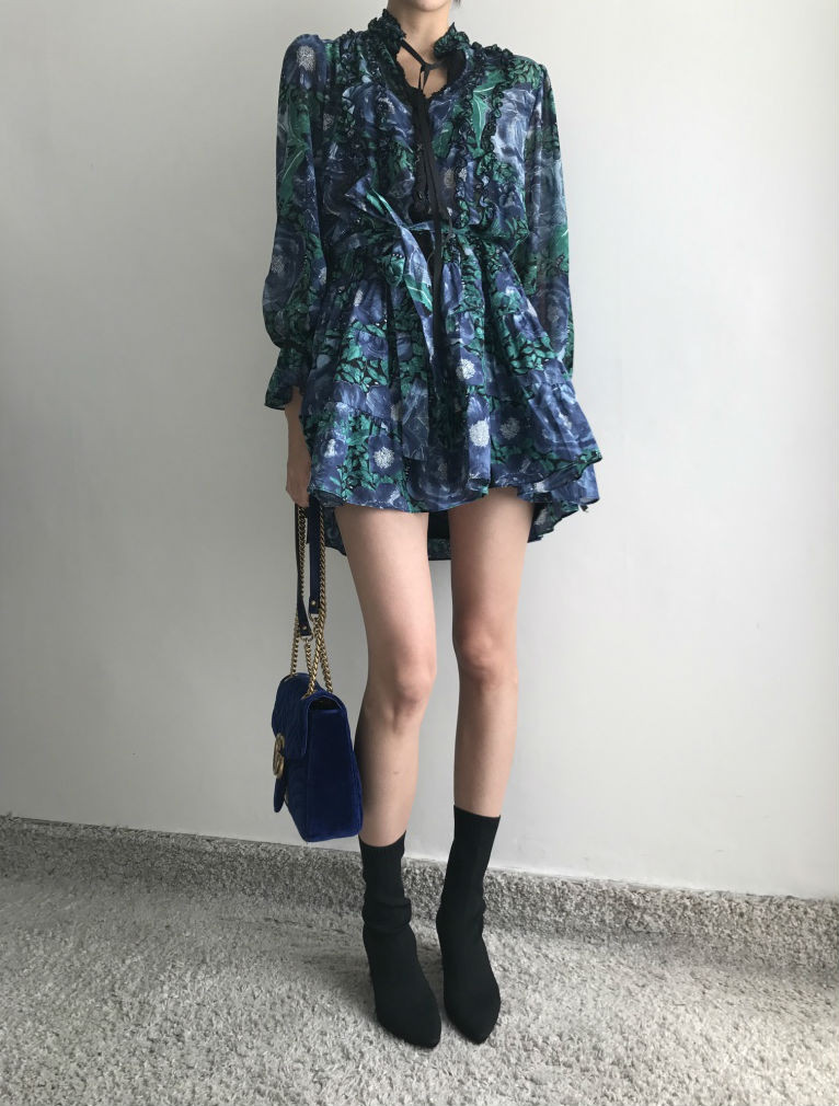 New Women Dress Flower One Piece Modern and Chic F