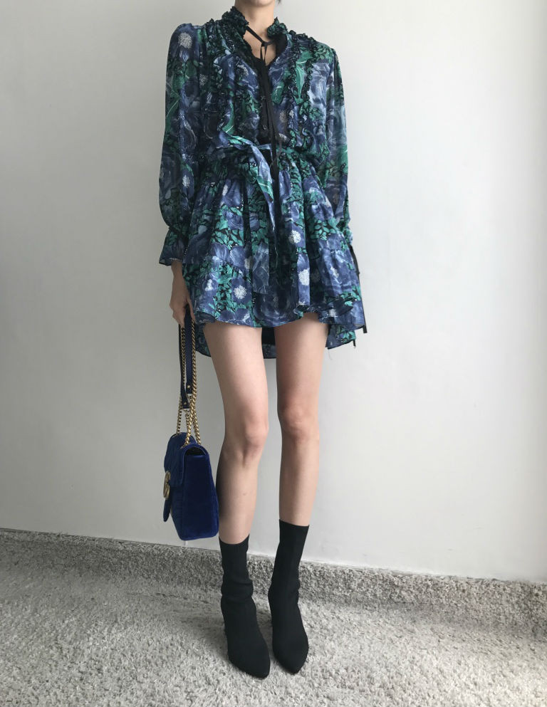 New Women Dress Flower One Piece Modern and Chic F