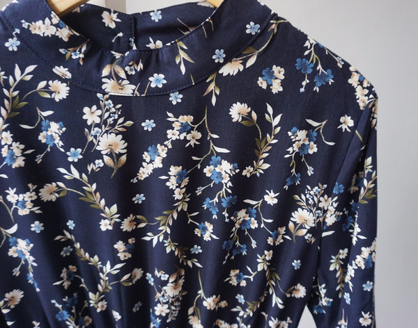 New Women Dress Bumpy Flower Slub Pleat Midi Dress