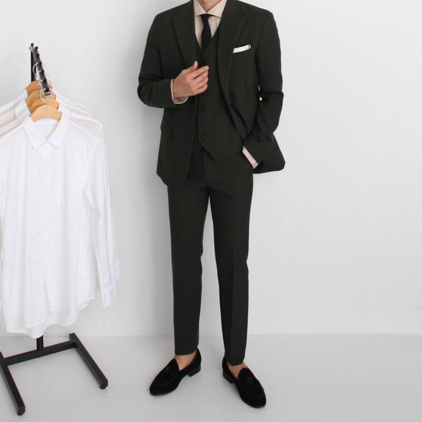 New Men's Pants Classic Slim Suit Slacks Khaki 