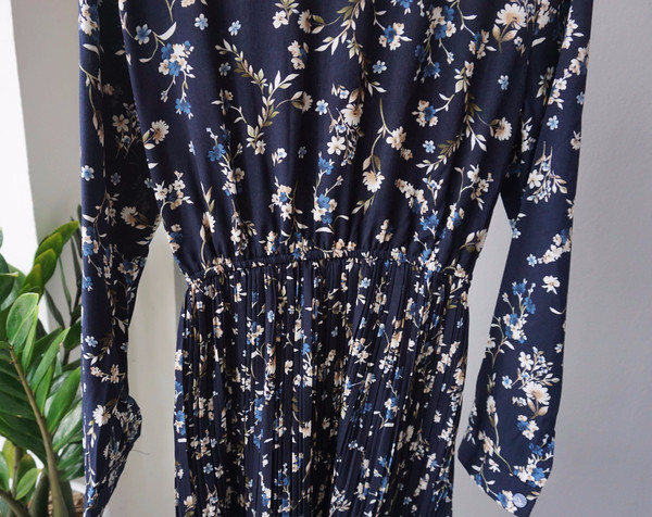 New Women Dress Bumpy Flower Slub Pleat Midi Dress