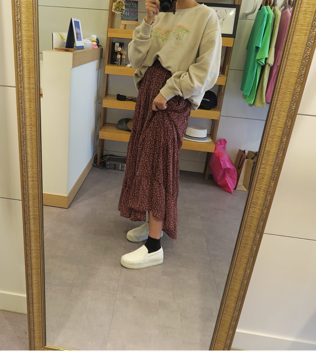 Peony Chiffon Cherry Blossom Long skirt Flower pat