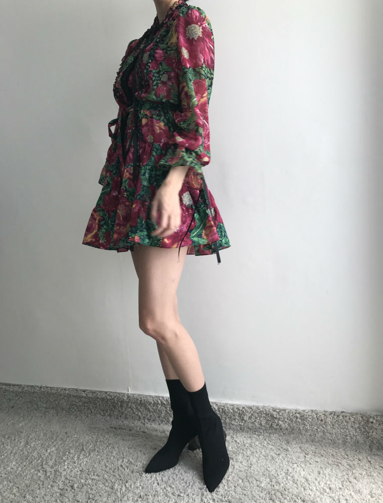 New Women Dress Flower One Piece Modern and Chic F