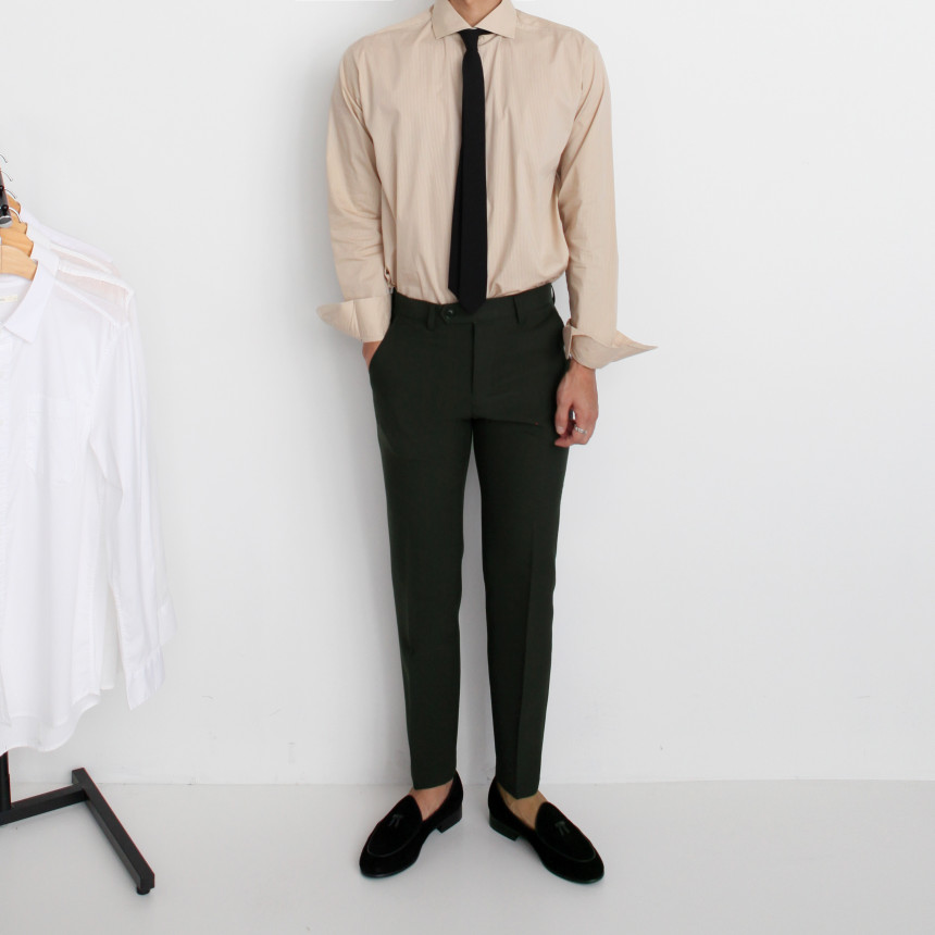 New Men's Pants Classic Slim Suit Slacks Khaki 