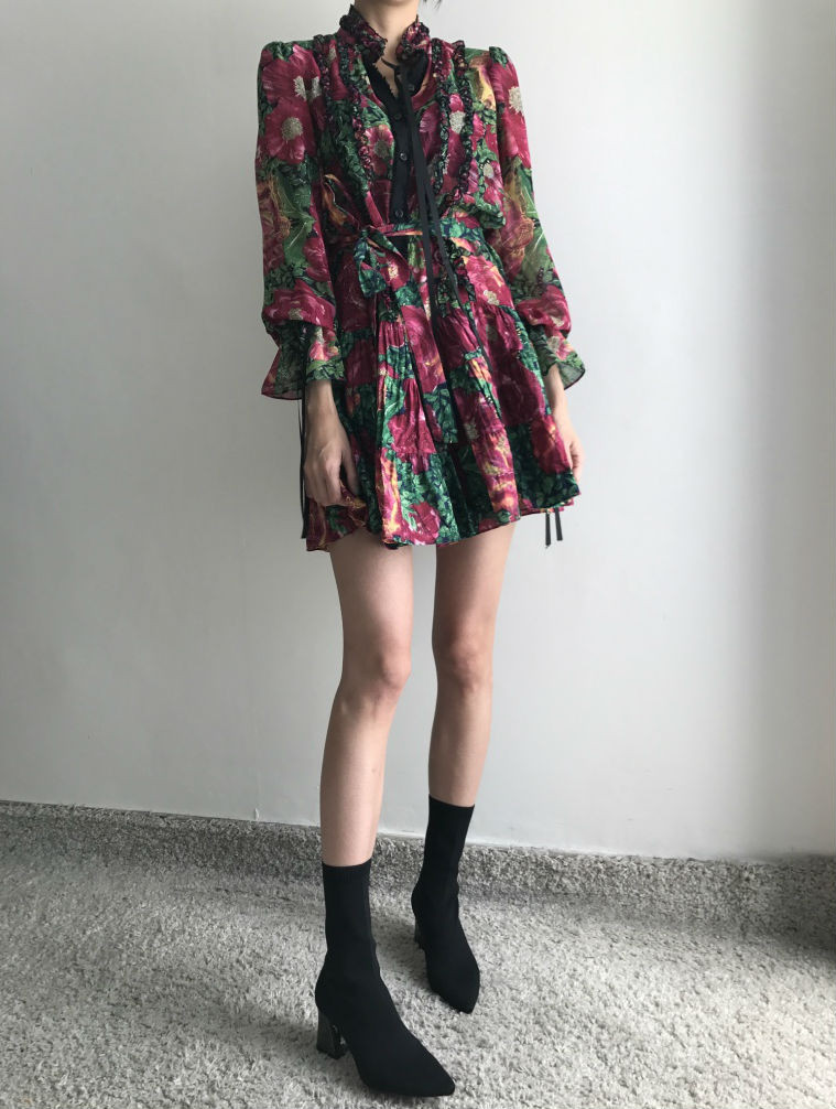 New Women Dress Flower One Piece Modern and Chic F