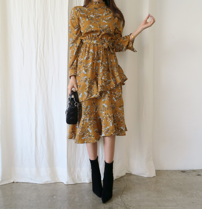 New Women Dress Unpruned Frill Flower One Piece Au