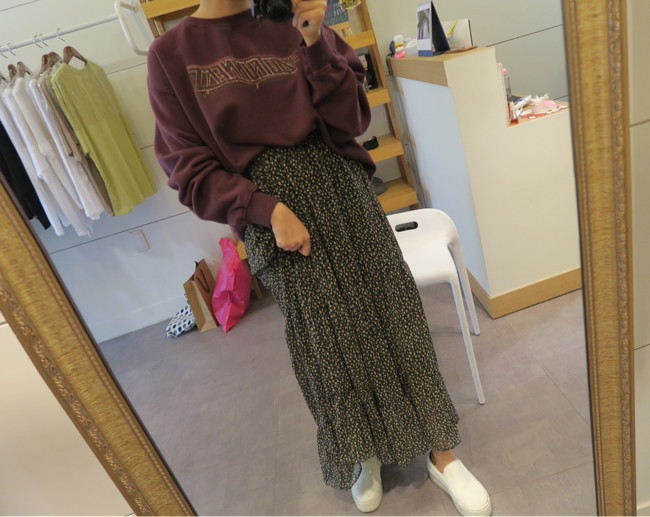 Peony Chiffon Cherry Blossom Long skirt Flower pat