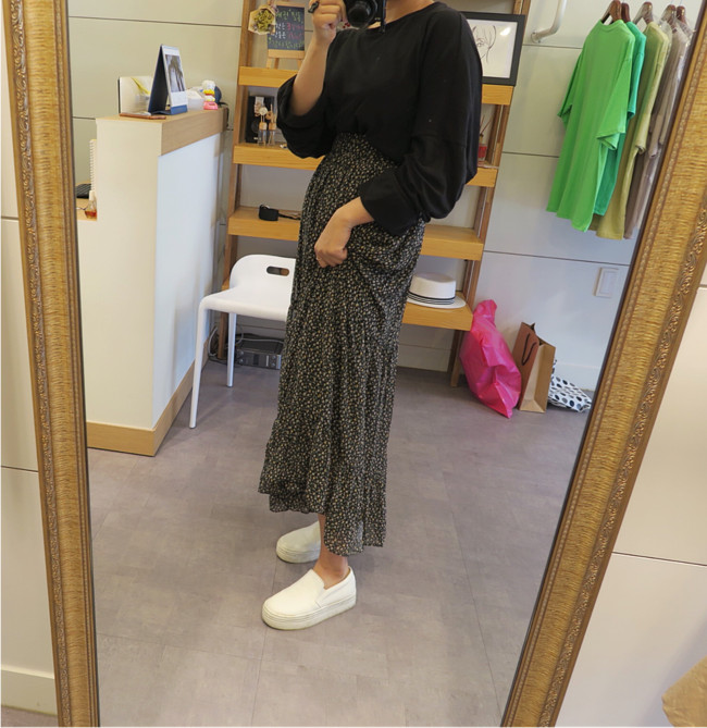 Peony Chiffon Cherry Blossom Long skirt Flower pat