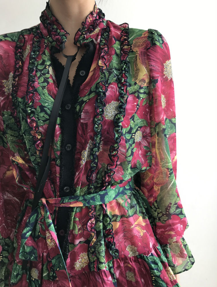 New Women Dress Flower One Piece Modern and Chic F