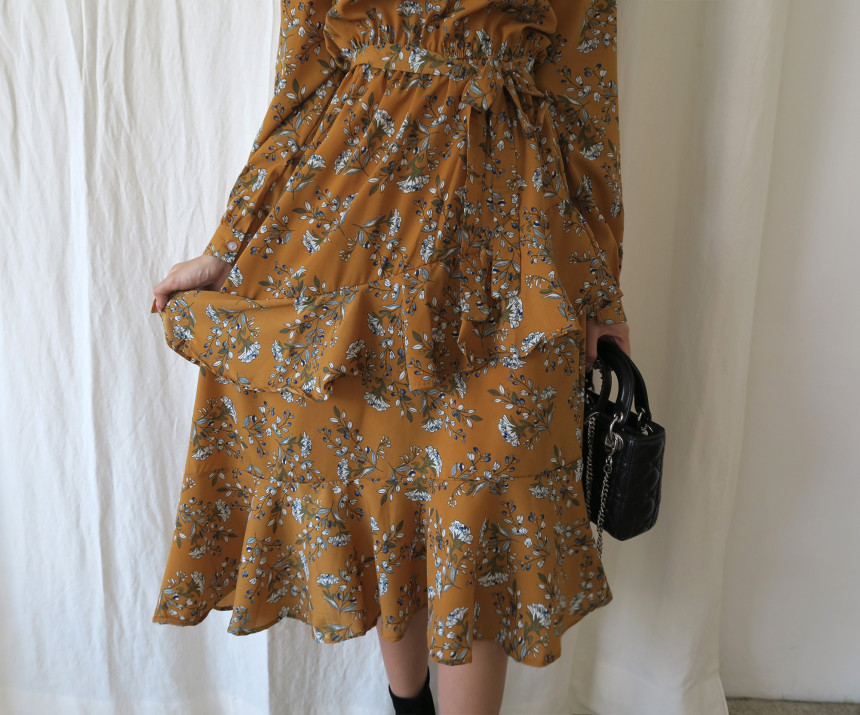 New Women Dress Unpruned Frill Flower One Piece Au