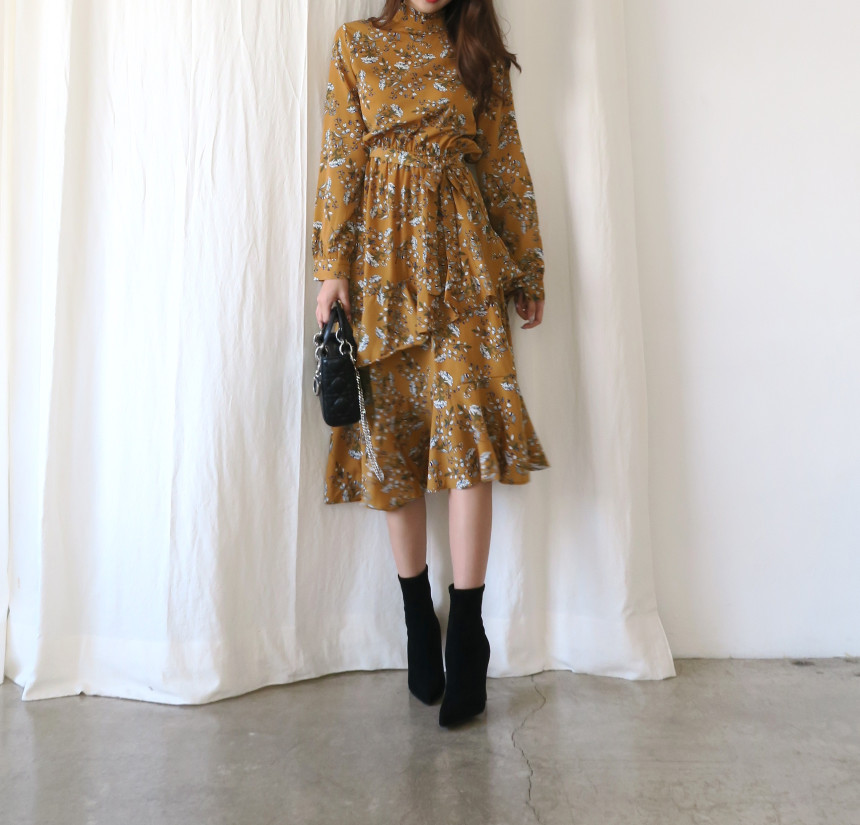 New Women Dress Unpruned Frill Flower One Piece Au