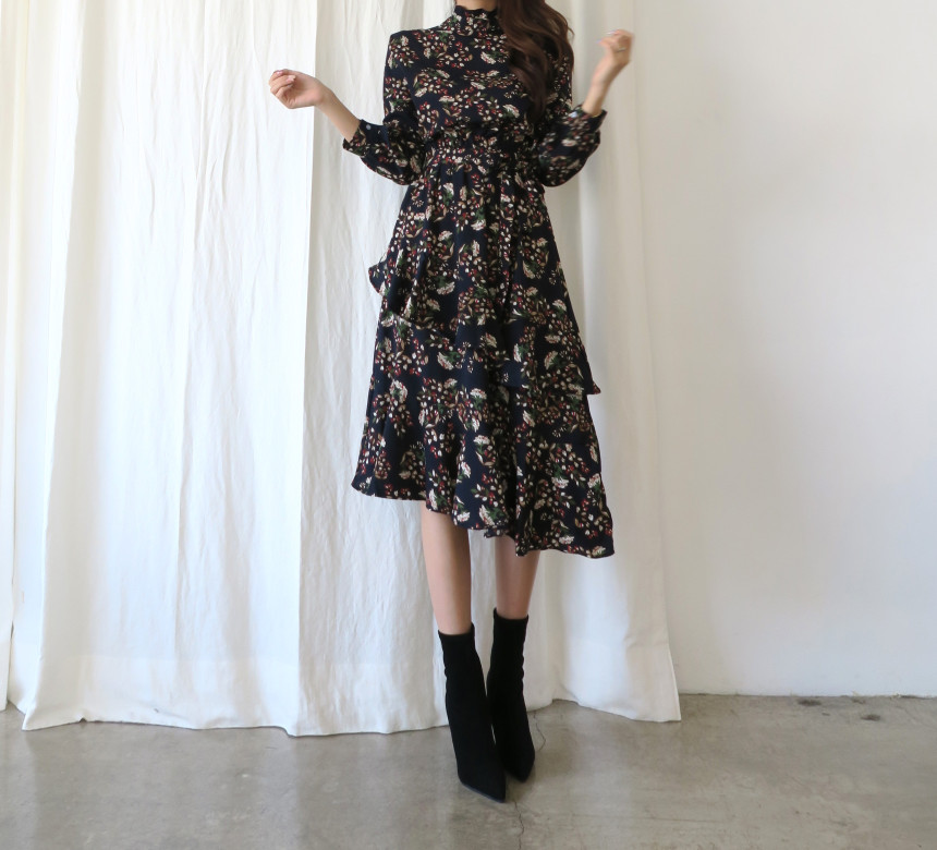 New Women Dress Unpruned Frill Flower One Piece Au