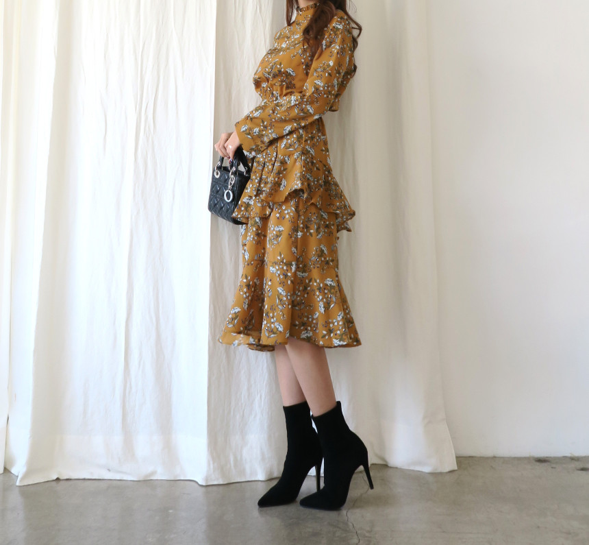 New Women Dress Unpruned Frill Flower One Piece Au