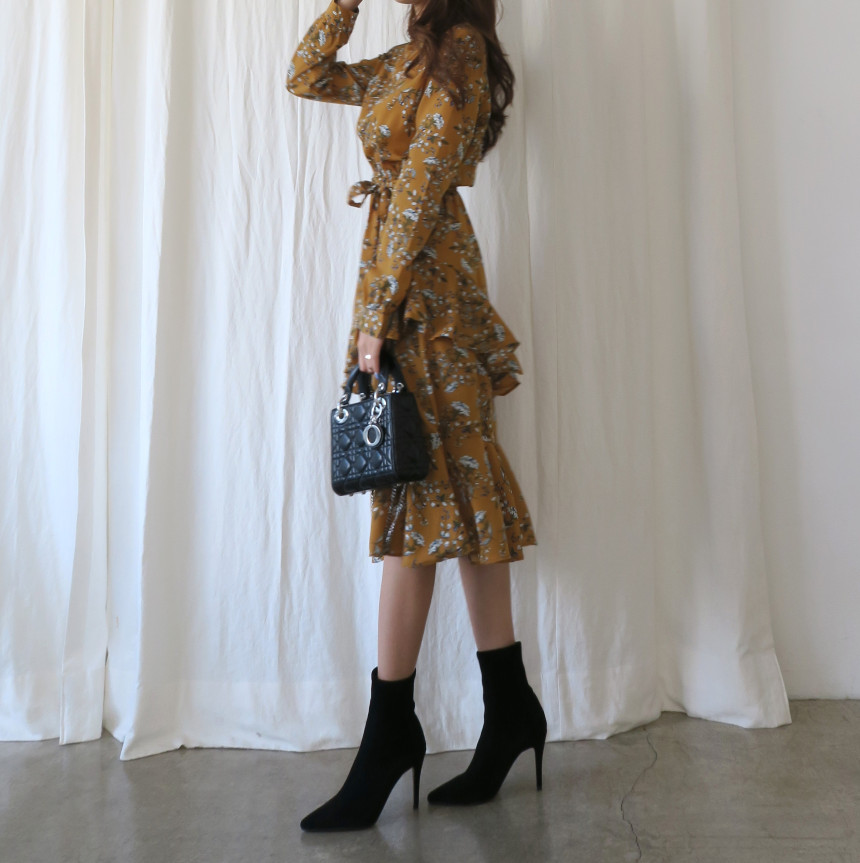 New Women Dress Unpruned Frill Flower One Piece Au