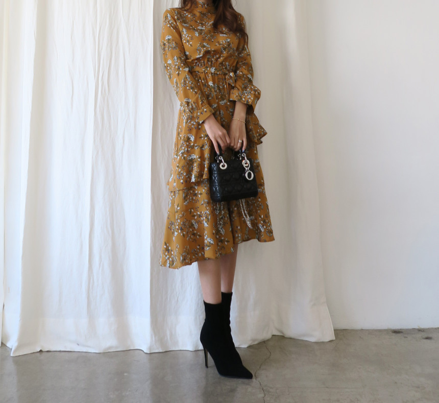 New Women Dress Unpruned Frill Flower One Piece Au