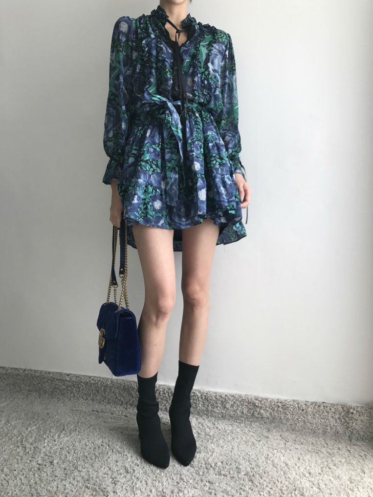 New Women Dress Flower One Piece Modern and Chic F