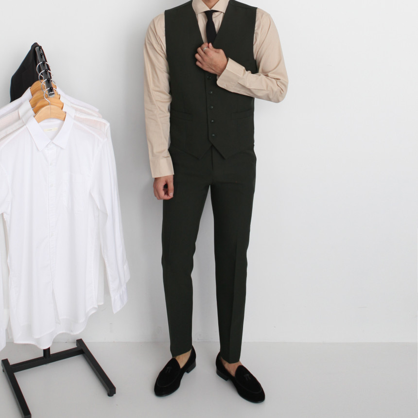 New Men's Pants Classic Slim Suit Slacks Khaki 