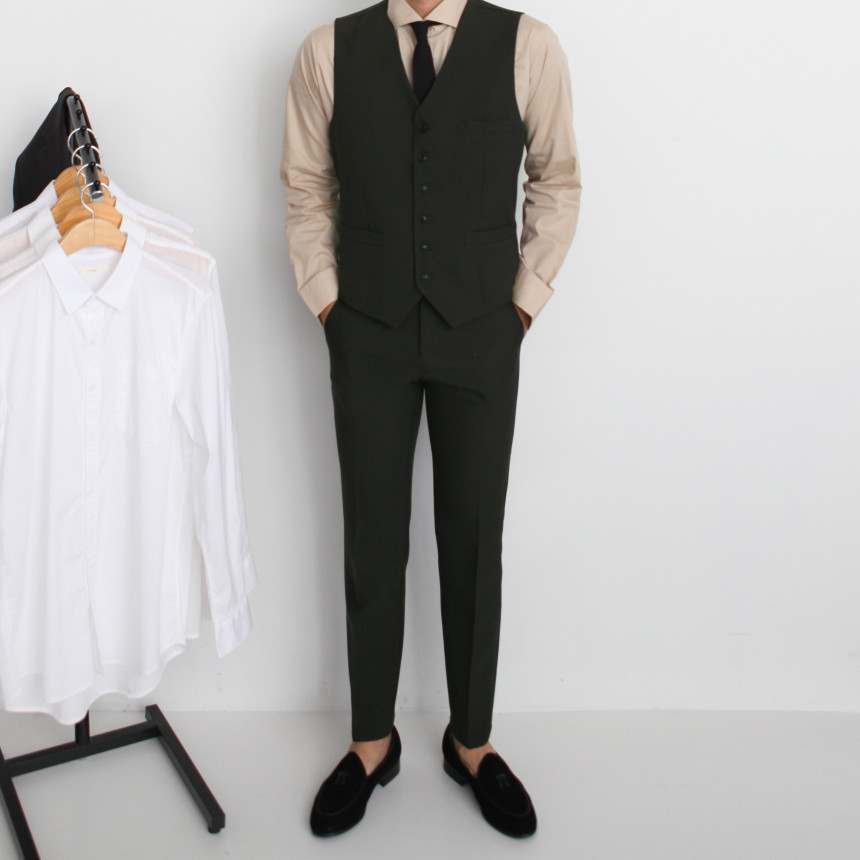 New Men's Pants Classic Slim Suit Slacks Khaki 