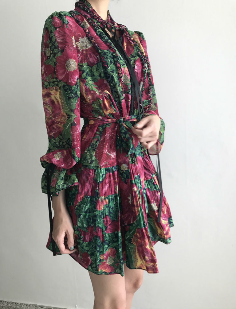 New Women Dress Flower One Piece Modern and Chic F