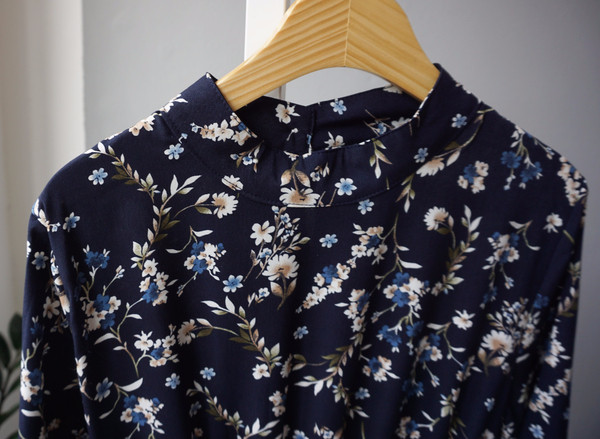 New Women Dress Bumpy Flower Slub Pleat Midi Dress