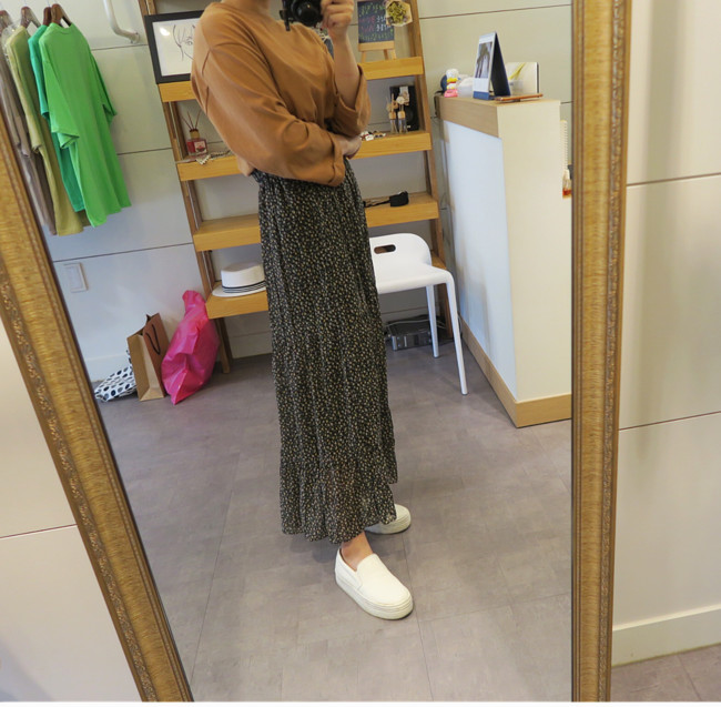 Peony Chiffon Cherry Blossom Long skirt Flower pat