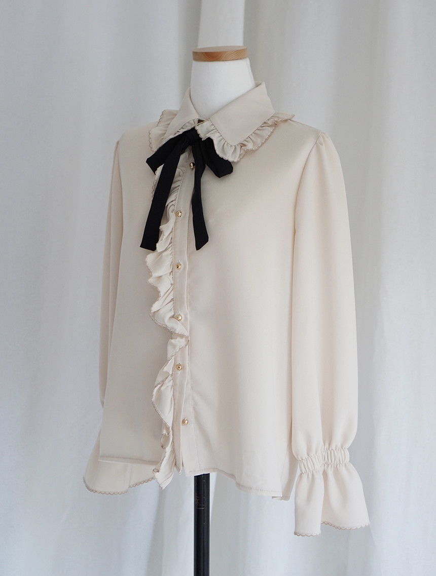 NEW FASHION LADY GIRL Blouse Lace ruffle ribbon bl