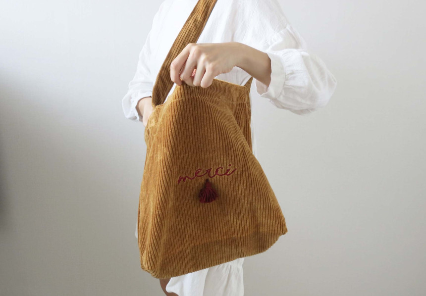 Merci Corduroy Eco Bags Stiff items Everyday Fashi