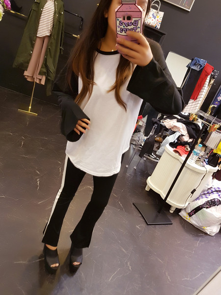 New Women's Pants Track Span Side Line Color Bo