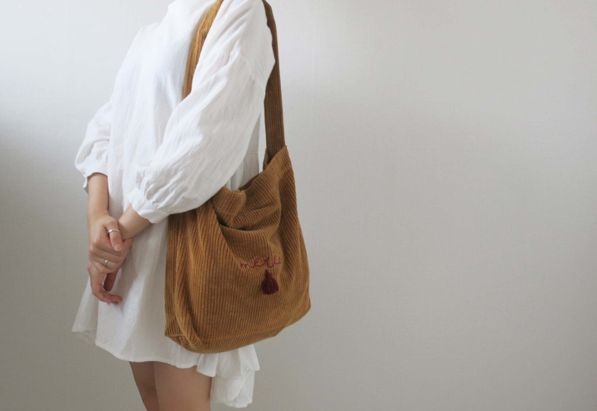 Merci Corduroy Eco Bags Stiff items Everyday Fashi