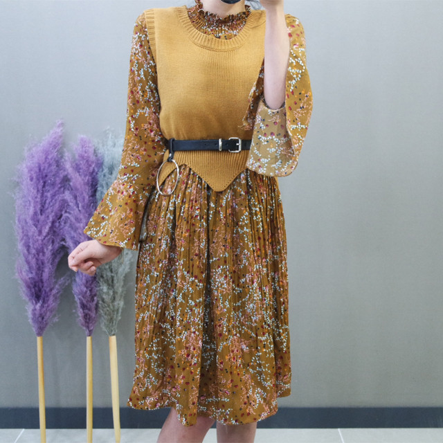 New Women Dress Flower One-piece Vest Coat Women T