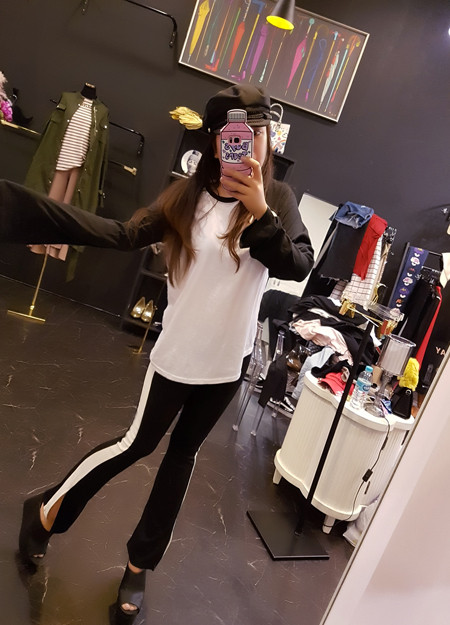 New Women's Pants Track Span Side Line Color Bo