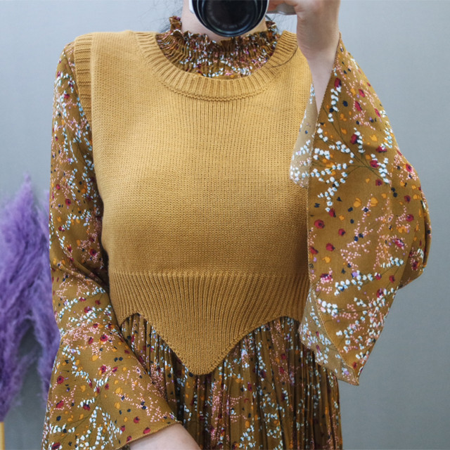 New Women Dress Flower One-piece Vest Coat Women T