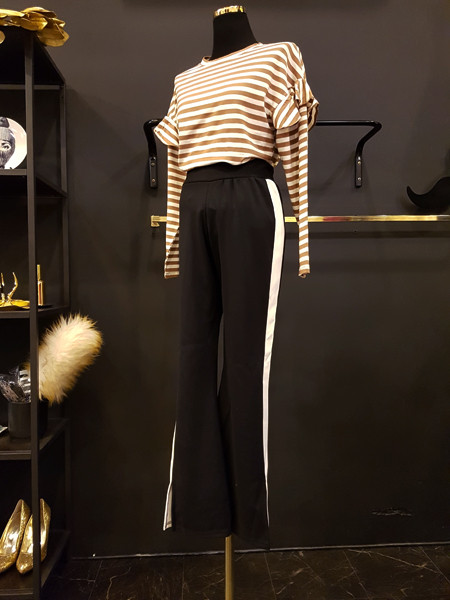 New Women's Pants Track Span Side Line Color Bo