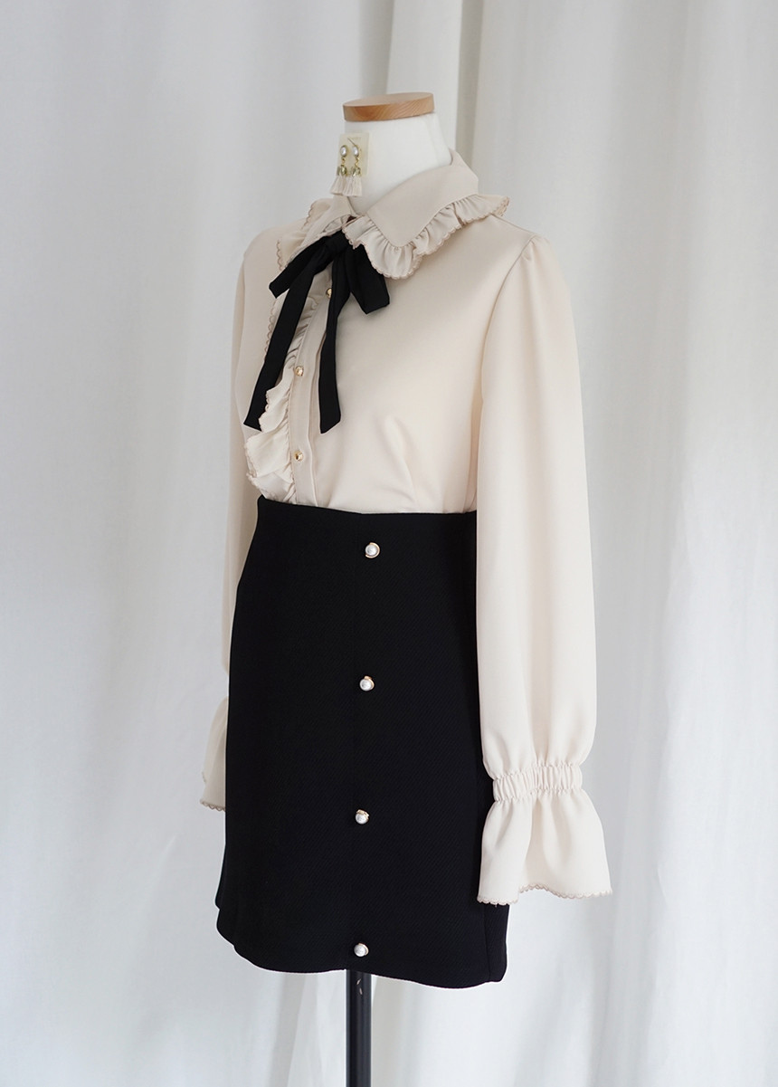 NEW FASHION LADY GIRL Blouse Lace ruffle ribbon bl