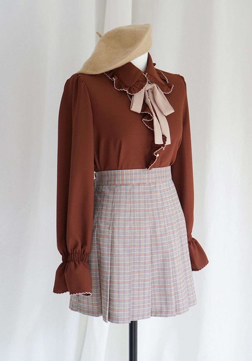 NEW FASHION LADY GIRL Blouse Lace ruffle ribbon bl