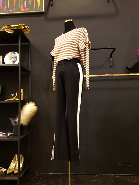 New Women's Pants Track Span Side Line Color Bo