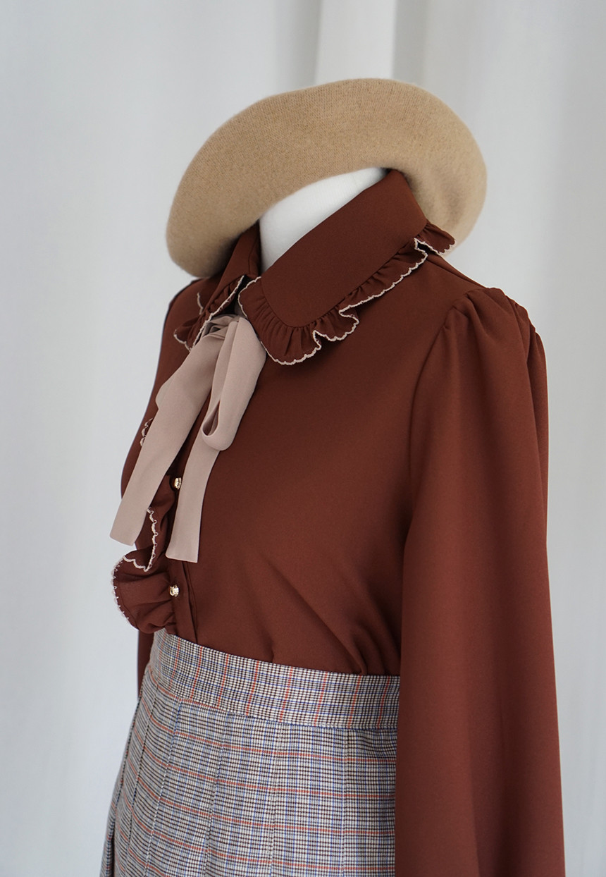 NEW FASHION LADY GIRL Blouse Lace ruffle ribbon bl